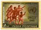 CHILDREN GREETING U.N. EMBLEM 0432 Indian Post