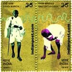 GANDHI MARCHING TO DANDI & PICKING SALT 0983 Indian Post