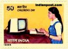 GIRL USING HOME COMPUTER 1168 Indian Post